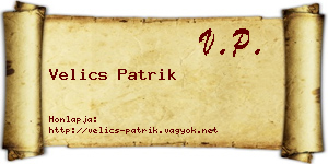 Velics Patrik névjegykártya